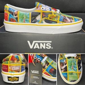 Vans x National Geographic Era Canvas Lace Multiple Magazine Covers Women SZ 5.5
